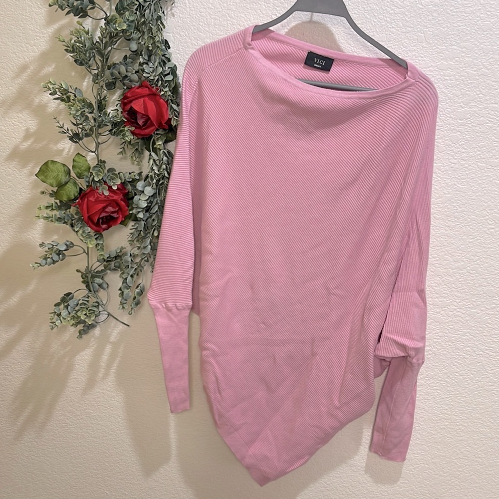 Perfect pink Vici tunic sweater fold under or over leggings size S so soft fall